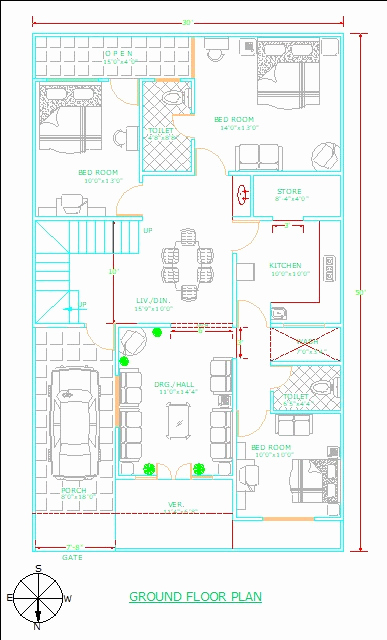 Drawing House Plans for Free Inspirational Autocad Free House Design 30x50 Pl31